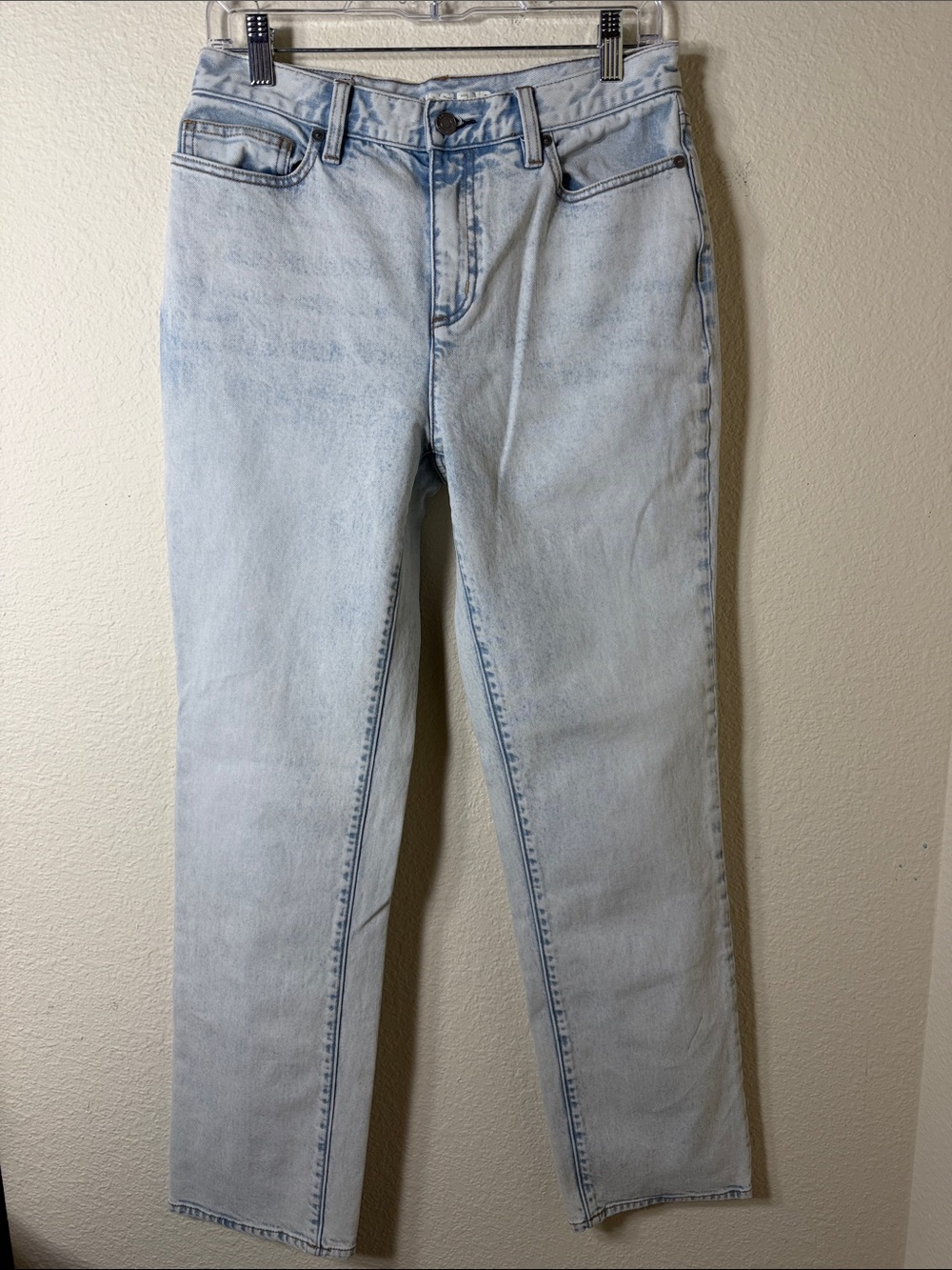 Lands End Acid Wash High Rise Straight Leg Jeans Retro Y2K Indie Mom Denim 8